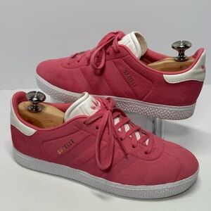 Adidas Gazelle Chalk Pink Suede Low Top Sneakers Youth 3.5 White Gum Sole EUC